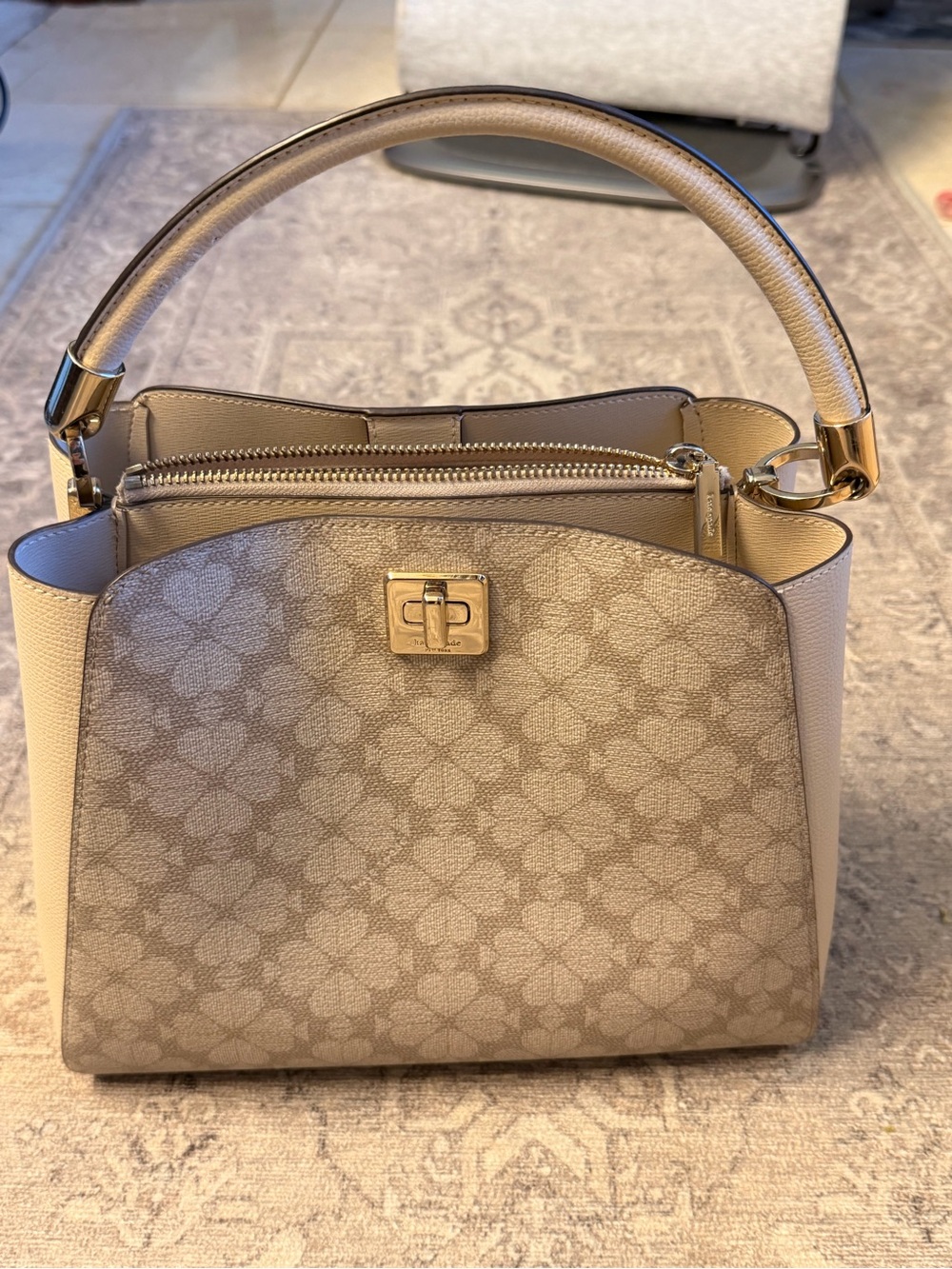 kate spade Beige Monogram Top-Handle Satchel